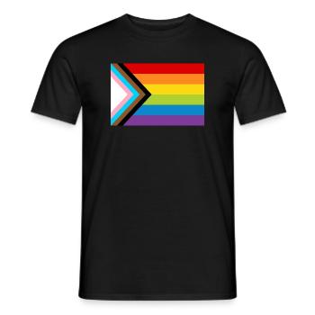 LGBT Pride Flag / Neue Regenbogen Progress Flagge - Männer T-Shirt - Schwarz - Vorne - AI Model Male 178 light (178cm)