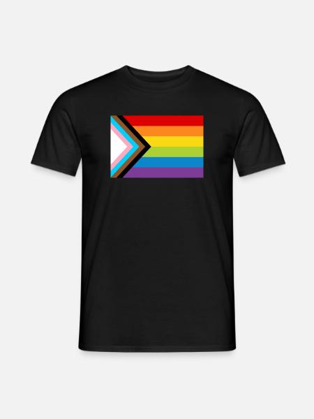 LGBT Pride Flag / New Rainbow Progress Flag - Men's T-Shirt - black