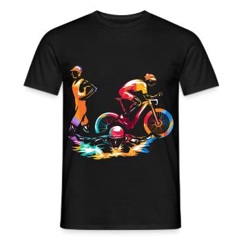 Flotter Triathlon Schwimmstrecke - Männer T-Shirt - Schwarz - Vorne - AI Model Male 178 light (178cm)