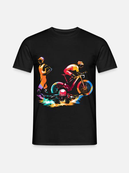 Flotter Triathlon Schwimmstrecke - Männer T-Shirt - Schwarz