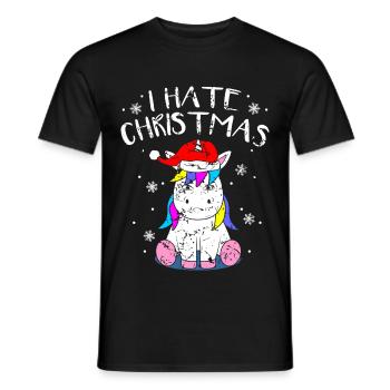 Anti-Christmas Anti-Weihnachten Einhorn Xmas Anti - Männer T-Shirt - Schwarz - Vorne - AI Model Male 178 light (178cm)