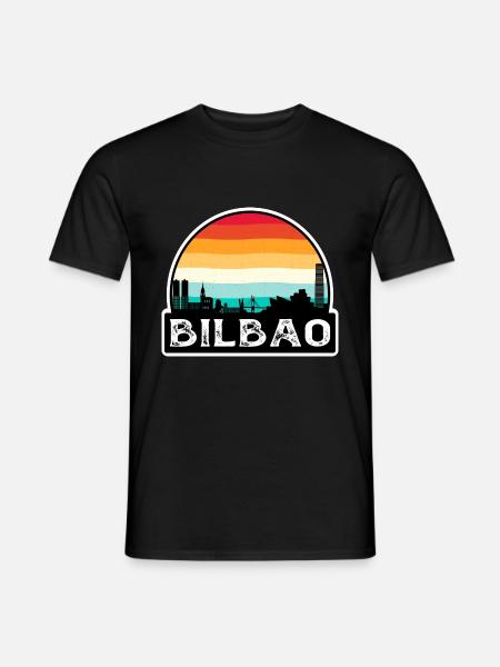 Bilbao Spanien Flagge Skyline Reisesouvenir - Männer T-Shirt - Schwarz
