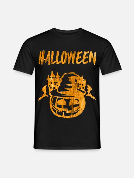 Halloween Kürbis Handabdruck - Männer T-Shirt - Schwarz