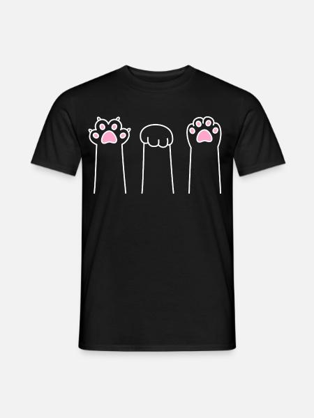 Katze Pfote Spiel Katzenpfoten Schere Stein Papier - Männer T-Shirt - Schwarz