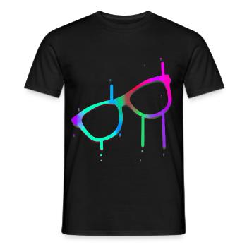 Neon Sonnenbrille mit Farbspritzern Party - Männer T-Shirt - Schwarz - Vorne - AI Model Male 178 light (178cm)