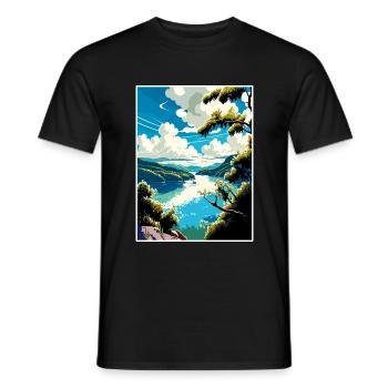 Donau Fluss Europa Vintage Reiseplakat Souvenir - Männer T-Shirt - Schwarz - Vorne - AI Model Male 178 light (178cm)