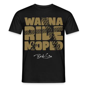 WANNA RIDE MOPED - Zweitakt Simme - Männer T-Shirt - Schwarz - Vorne - AI Model Male 178 light (178cm)