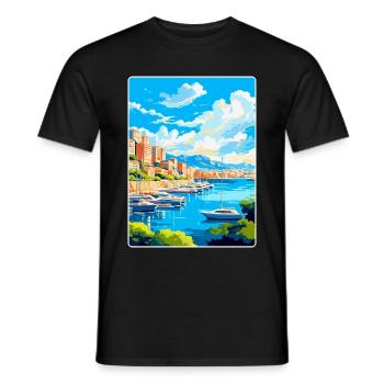 Monaco Côte d'Azur Frankreich Vintage Reiseplakat - Männer T-Shirt - Schwarz - Vorne - AI Model Male 178 light (178cm)