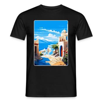 Kos Griechenland Vintage Reise Poster Souvenir Souvenir - Männer T-Shirt - Schwarz - Vorne - AI Model Male 178 light (178cm)