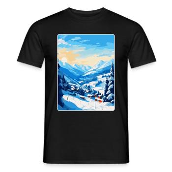 Saalbach Austria Vintage Travel Poster Souvenir - Men's T-Shirt - black - Front - AI Model Male 178 light (178cm)
