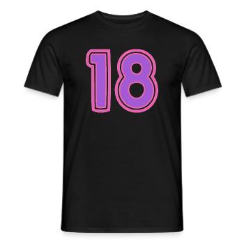 18. 18 YEARS OLD. 18th ANNIVERSARY. BIRTHDAY 18 YEARS. - Men's T-Shirt - black - Front - AI Model Male 178 light (178cm)