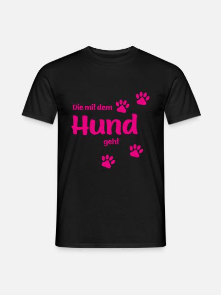 Die Mit Dem Hund Geht - Pink Edition Hundefan.Shop - Männer T-Shirt - Schwarz
