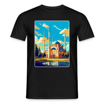 Edirne Türkei Vintage Reiseposter WPA Souvenir - Männer T-Shirt - Schwarz - Vorne - AI Model Male 178 light (178cm)