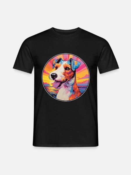 Foxterrier glatte Hunderasse bunte Karikatur Wate - Männer T-Shirt - Schwarz