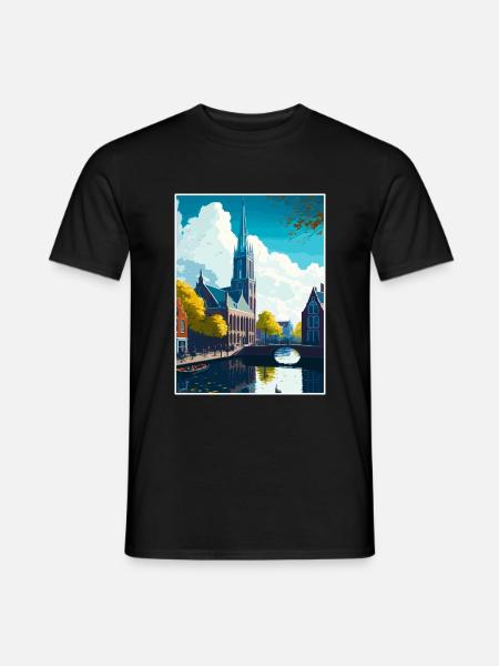 Delft Niederlande Vintage Reiseposter Souvenir - Männer T-Shirt - Schwarz