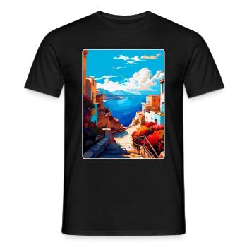Crète Grèce Affiche de voyage vintage WPA Souvenir - T-shirt homme - noir - Devant - AI Model Male 178 light (178cm)