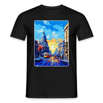 Bukarest Rumänien Vintage Reiseplakat Souvenir - Männer T-Shirt - Schwarz - Vorne - AI Model Male 178 light (178cm)