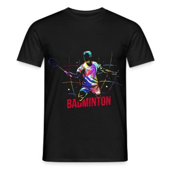 Flinker Badminton Vereinsmeister - Männer T-Shirt - Schwarz - Vorne - AI Model Male 178 light (178cm)