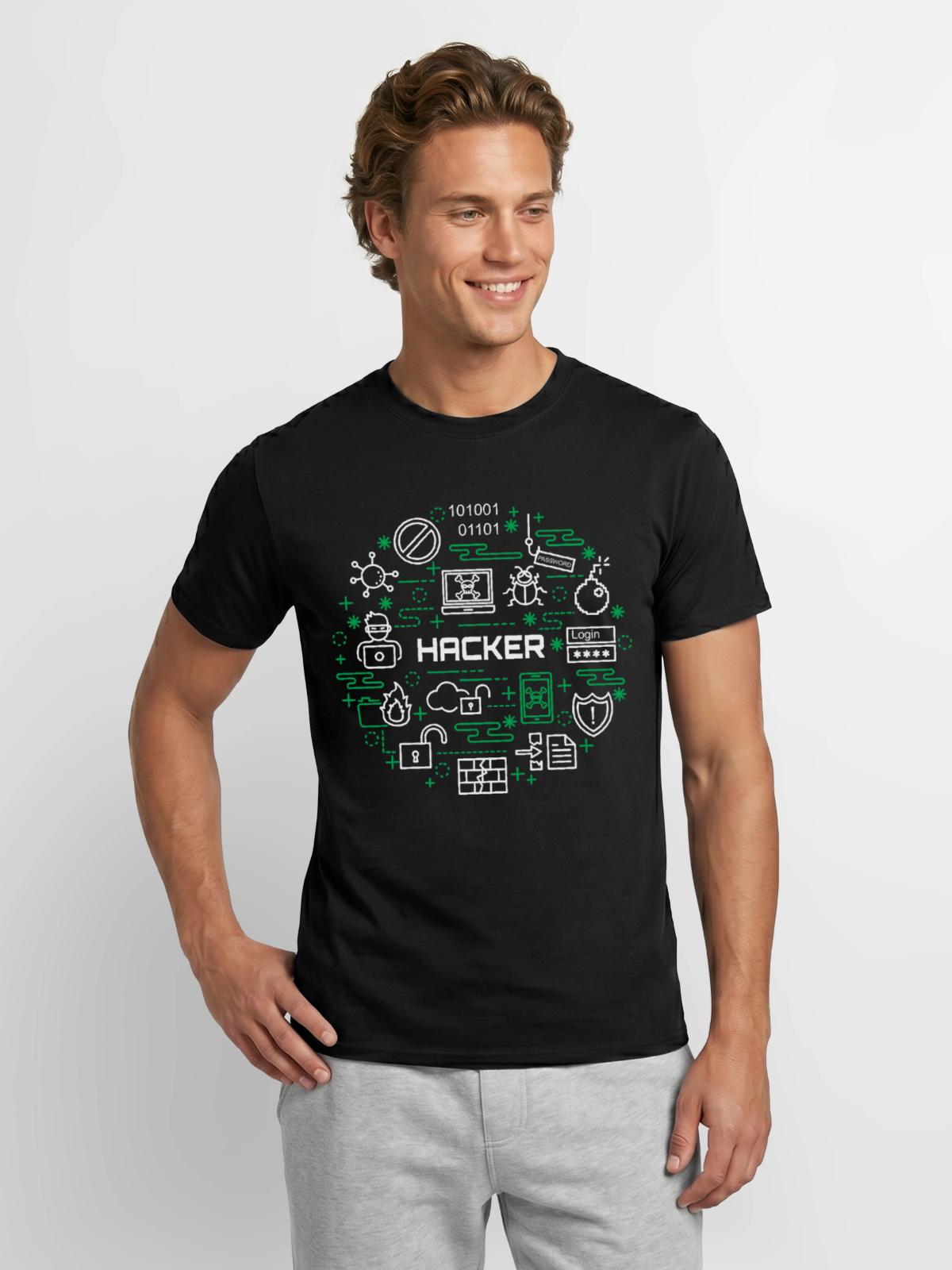 Hacker - Männer T-Shirt - Schwarz - Vorne - AI Model Male 178 light (178cm)