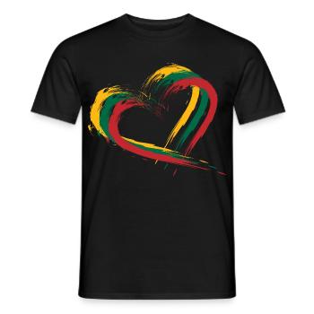 Drapeau brosse coeur de la Lituanie - T-shirt homme - noir - Devant - AI Model Male 178 light (178cm)