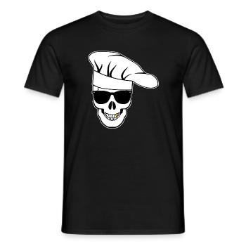Crâne avec lunettes de soleil, toque de chef - T-shirt homme - noir - Devant - AI Model Male 178 light (178cm)