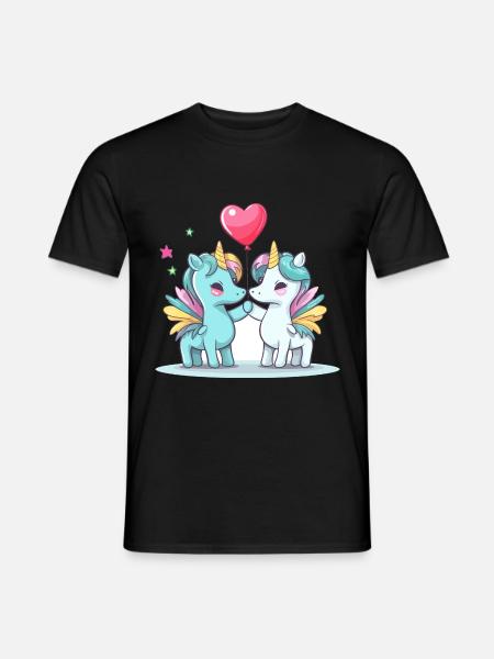 Einhörner Kawaii Cartoon Haustier spielt mit Luftballons - Männer T-Shirt - Schwarz