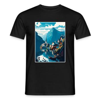 Hallstättersee Alpine Bergkulisse - Männer T-Shirt - Schwarz - Vorne - AI Model Male 178 light (178cm)