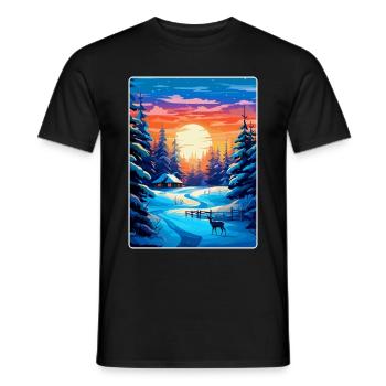 Lappland Finnland Vintage Reiseplakat Souvenir WPA - Männer T-Shirt - Schwarz - Vorne - AI Model Male 178 light (178cm)