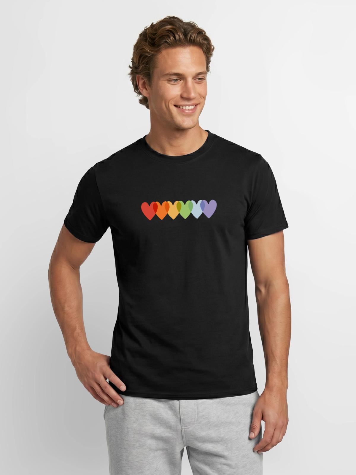 Rainbow Hearts Pride - Männer T-Shirt - Schwarz - Vorne - AI Model Male 178 light (178cm)