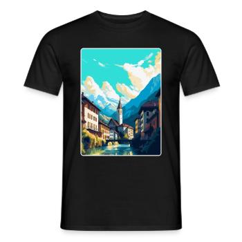 Chur Schweiz Vintage Reiseplakat Souvenir - Männer T-Shirt - Schwarz - Vorne - AI Model Male 178 light (178cm)