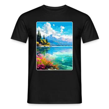 See Annecy Frankreich Vintage Reiseplakat Souvenir - Männer T-Shirt - Schwarz - Vorne - AI Model Male 178 light (178cm)