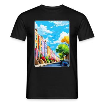 Notting Hill London England Vereinigtes Königreich Reiseposter WPA - Männer T-Shirt - Schwarz - Vorne - AI Model Male 178 light (178cm)