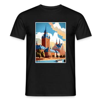 Halmstad Schweden Vintage Reiseposter WPA Souvenir - Männer T-Shirt - Schwarz - Vorne - AI Model Male 178 light (178cm)