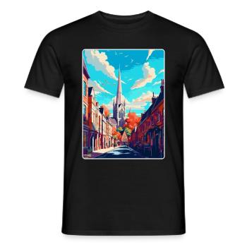 Winchester England Uk Reiseposter Souvenir WPA - Männer T-Shirt - Schwarz - Vorne - AI Model Male 178 light (178cm)