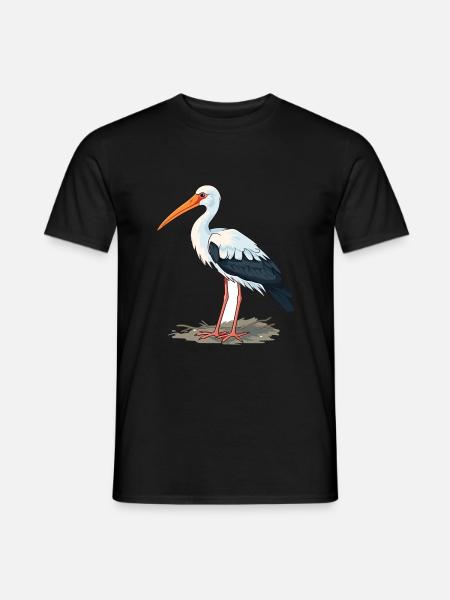 Storch buntes Aquarell Cartoon Kawaii Tier - Männer T-Shirt - Schwarz