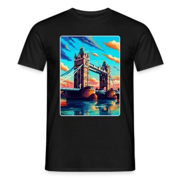 Tower Bridge England Uk Vintage Travel Poster WPA - Men's T-Shirt - black - Front - AI Model Male 178 light (178cm)