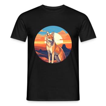 Kojote Buntes Aquarell Cartoon Kawaii Tier - Männer T-Shirt - Schwarz - Vorne - AI Model Male 178 light (178cm)