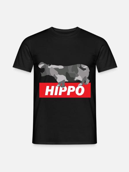 Gemütliches Flusspferd Savanne - Männer T-Shirt - Schwarz