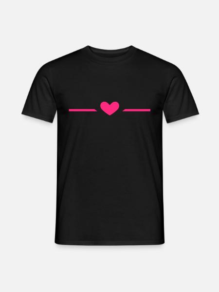 Linie Herz Rosa Ornament Symbol - Männer T-Shirt - Schwarz