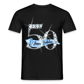 Design d’anniversaire en diamant pailleté pour le 50e anniversaire - T-shirt homme - noir - Devant - AI Model Male 178 light (178cm)