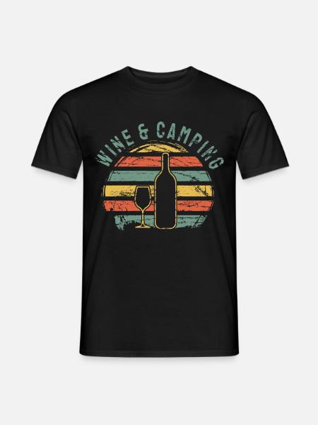 Camping Drinking Wein - Männer T-Shirt - Schwarz