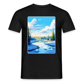 Rovaniemi Finland Vintage Travel Poster Souvenir - Men's T-Shirt - black - Front - AI Model Male 178 light (178cm)