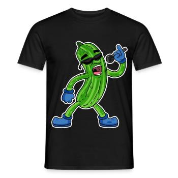 Gurke singt lustige Illustration Gemüse Geschenk - Männer T-Shirt - Schwarz - Vorne - AI Model Male 178 light (178cm)