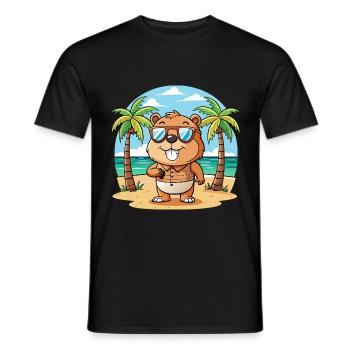 Biber Lustige Cartoon Sommer Strand Sonnenbrille - Männer T-Shirt - Schwarz - Vorne - AI Model Male 178 light (178cm)
