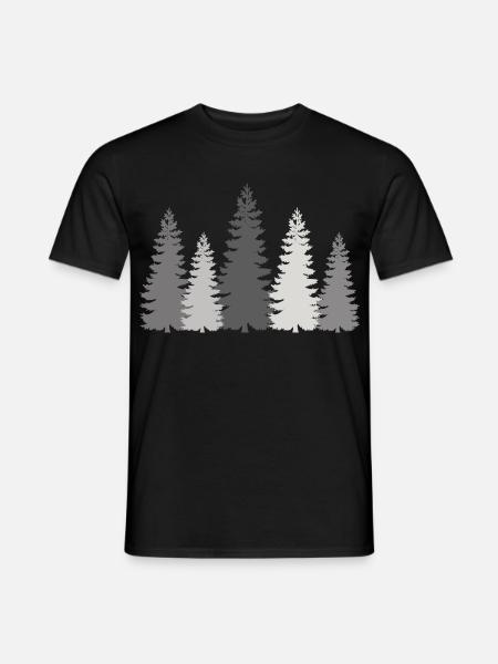 Wandern Wanderer Wald Bäume Tanne Natur outdoor - Männer T-Shirt - Schwarz