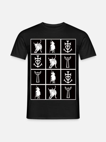 checker Camargue gardianer Dreizackkreuz - Männer T-Shirt - Schwarz