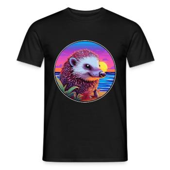 Igel Buntes Aquarell Cartoon Kawaii Tier - Männer T-Shirt - Schwarz - Vorne - AI Model Male 178 light (178cm)