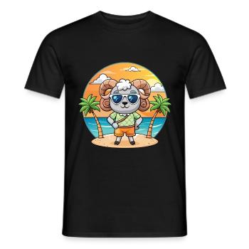Ram Lustige Cartoon Sommer Strand Sonnenbrille - Männer T-Shirt - Schwarz - Vorne - AI Model Male 178 light (178cm)