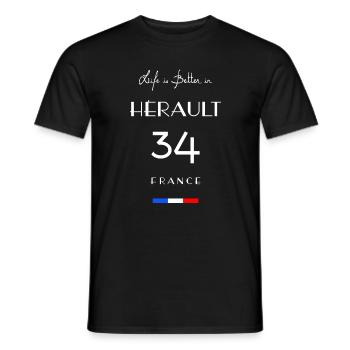 Leben im HÉRAULT Nummer 34, Okzitanien, Frankreich - Männer T-Shirt - Schwarz - Vorne - AI Model Male 178 light (178cm)