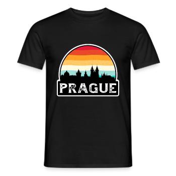 Prag Tschechien Flagge Skyline Reisesouvenir - Männer T-Shirt - Schwarz - Vorne - AI Model Male 178 light (178cm)
